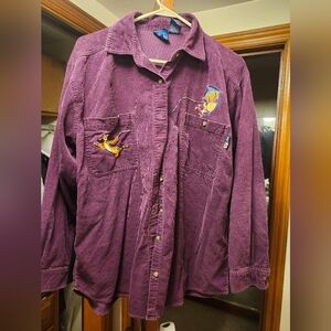 Large Maroon Winnie the Pooh Vintage Button Up